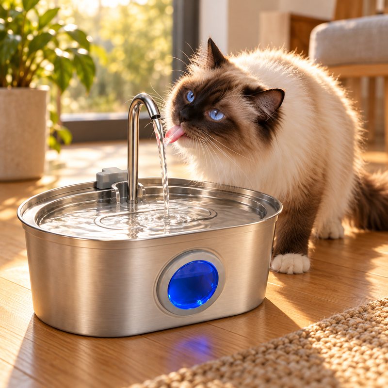 A Ragdoll cat drinking from the Pawira stream