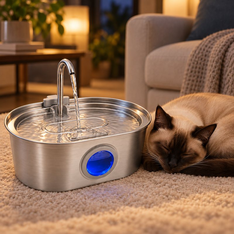 A Siamese cat asleep next to the running Pawira
